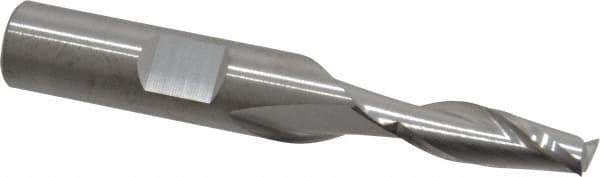 RobbJack - 1/4", 3/4" LOC, 3/8" Shank Diam, 2-1/2" OAL, 2 Flute, Solid Carbide Square End Mill - Single End, Uncoated, Spiral Flute, 30° Helix, Centercutting, Right Hand Cut, Right Hand Flute, Series T12-203 - Eagle Tool & Supply