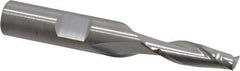 RobbJack - 1/4", 3/4" LOC, 3/8" Shank Diam, 2-1/2" OAL, 2 Flute, Solid Carbide Square End Mill - Single End, Uncoated, Spiral Flute, 30° Helix, Centercutting, Right Hand Cut, Right Hand Flute, Series T12-203 - Eagle Tool & Supply