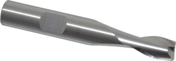 RobbJack - 5/16", 7/16" LOC, 3/8" Shank Diam, 2-1/2" OAL, 2 Flute, Solid Carbide Square End Mill - Single End, Uncoated, Spiral Flute, 30° Helix, Centercutting, Right Hand Cut, Right Hand Flute, Series T12-201 - Eagle Tool & Supply