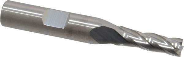 RobbJack - 1/4", 3/4" LOC, 3/8" Shank Diam, 2-1/2" OAL, 4 Flute, Solid Carbide Square End Mill - Single End, Uncoated, Spiral Flute, 30° Helix, Centercutting, Right Hand Cut, Right Hand Flute, Series T12-405 - Eagle Tool & Supply
