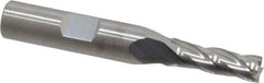 RobbJack - 1/4", 3/4" LOC, 3/8" Shank Diam, 2-1/2" OAL, 4 Flute, Solid Carbide Square End Mill - Single End, Uncoated, Spiral Flute, 30° Helix, Centercutting, Right Hand Cut, Right Hand Flute, Series T12-405 - Eagle Tool & Supply