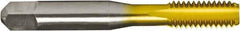 Made in USA - 5/16-18 UNC 2/3B 4 Flute TiN Finish High Speed Steel Straight Flute Standard Hand Tap - Bottoming, Right Hand Thread, 2-23/32" OAL, 1-1/8" Thread Length, H3 Limit, Oversize - Eagle Tool & Supply