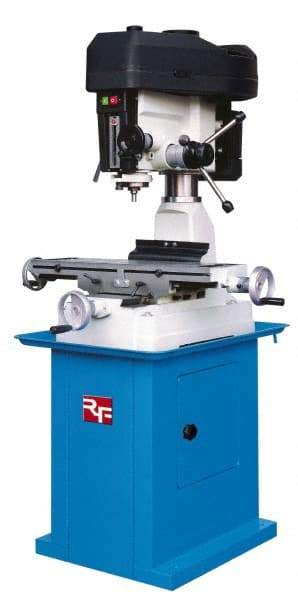 Rong Fu - 3 Phase, 16-3/8" Swing, Step Pulley Mill Drill Machine - 28-1/2" Table Length x 8-1/4" Table Width, 18-1/8" Longitudinal Travel, 6-1/4" Cross Travel, 12 Spindle Speeds, 1 hp, 230 Volts - Eagle Tool & Supply