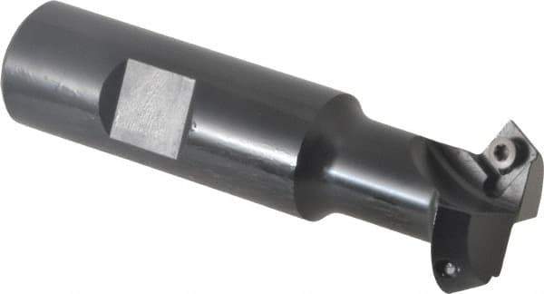 Kennametal - 30° Lead Angle, 1.077" Max Cut Diam, 3/4" Min Cut Diam, 6.6mm Max Depth of Cut, Indexable Chamfer and Angle End Mill - 2 Inserts, SDEB 26152 Insert Style, 3-1/4" Overall Length, Straight Shank - Eagle Tool & Supply