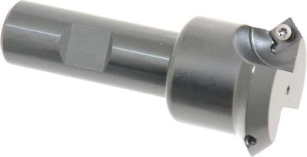 Kennametal - 45° Lead Angle, 1.66" Max Cut Diam, 1.2" Min Cut Diam, 4.96mm Max Depth of Cut, Indexable Chamfer and Angle End Mill - 2 Inserts, SDEB 26152 Insert Style, 3-1/4" Overall Length, Straight Shank - Eagle Tool & Supply