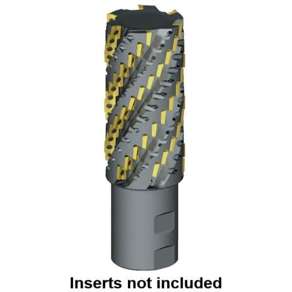 Kennametal - 1-1/2" Cut Diam, 3.37" Max Depth of Cut, 2" Shank Diam, 7-1/2" OAL, Indexable Square Shoulder Helical End Mill - ADCT 2328.., ADCT 1545.., ADKT 2328.., ADKT 1545.. Inserts, Weldon Shank - Eagle Tool & Supply