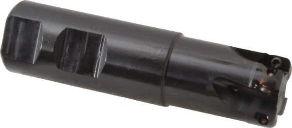 Kennametal - 1" Cut Diam, 0.357" Max Depth of Cut, 1" Shank Diam, 101.6mm OAL, Indexable Square Shoulder End Mill - AD.T 1035 Inserts, Weldon Shank, 0° Lead Angle, Through Coolant - Eagle Tool & Supply