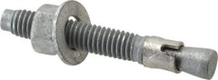 Made in USA - 3/8" Diam, 3/8" Drill, 2-3/4" OAL, 2-7/8" Min Embedment Wedge Expansion Concrete Anchor - Grade 5 Steel, Galvanized Finish, Hex Nut Head, Hex Drive, 1-5/8" Thread Length - Eagle Tool & Supply