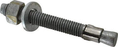 Made in USA - 1/2" Diam, 1/2" Drill, 4-1/4" OAL, 4-5/8" Min Embedment Wedge Expansion Concrete Anchor - Grade 5 Steel, Galvanized Finish, Hex Nut Head, Hex Drive, 3" Thread Length - Eagle Tool & Supply