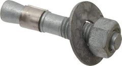 Made in USA - 5/8" Diam, 5/8" Drill, 3-1/2" OAL, Wedge Expansion Concrete Anchor - Grade 5 Steel, Galvanized Finish, Hex Nut Head, Hex Drive, 1-5/8" Thread Length - Eagle Tool & Supply