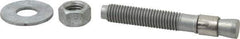 Made in USA - 5/8" Diam, 5/8" Drill, 4-1/2" OAL, Wedge Expansion Concrete Anchor - Grade 5 Steel, Galvanized Finish, Hex Nut Head, Hex Drive, 2-5/8" Thread Length - Eagle Tool & Supply