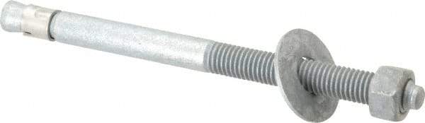 Value Collection - 5/8" Diam, 5/8" Drill, 8-1/2" OAL, 1-1/2" Min Embedment Wedge Expansion Concrete Anchor - Grade 5 Steel, Galvanized Finish, Hex Nut Head, Hex Drive, 4" Thread Length - Eagle Tool & Supply