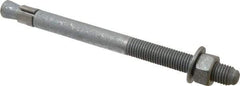 Made in USA - 3/4" Diam, 3/4" Drill, 10" OAL, 1-1/2" Min Embedment Wedge Expansion Concrete Anchor - Grade 5 Steel, Galvanized Finish, Hex Nut Head, Hex Drive, 4" Thread Length - Eagle Tool & Supply