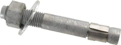 Made in USA - 1-1/4" Diam, 1-1/4" Drill, 9" OAL, Wedge Expansion Concrete Anchor - Grade 5 Steel, Galvanized Finish, Hex Nut Head, Hex Drive, 3-1/4" Thread Length - Eagle Tool & Supply