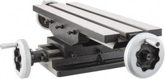 Interstate - 6" Table Width x 19 Table Length, 7-1/2" Cross Travel x 11" Longitudinal Travel, Slide Machining Table - 5" Overall Height, Two 9/16" Longitudinal T Slots, 10-1/2" Base Length x 8" Base Width - Eagle Tool & Supply