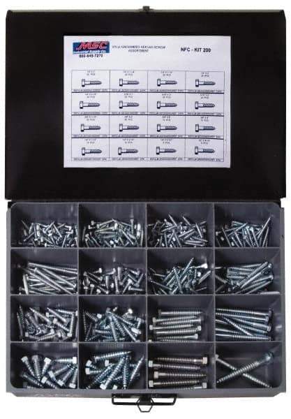 Value Collection - 375 Piece, 1/4x1 to 1/2 x 4-1/2, Steel Lag Screw Assortment - Hex Head, Hex Drive, 1 to 4-1/2" Long, Hot Dipped Galvanized Finish - Eagle Tool & Supply