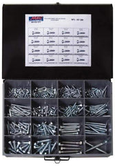 Value Collection - 375 Piece, 1/4x1 to 1/2 x 4-1/2, Steel Lag Screw Assortment - Hex Head, Hex Drive, 1 to 4-1/2" Long, Hot Dipped Galvanized Finish - Eagle Tool & Supply