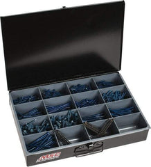 Value Collection - 910 Piece, 3/16 x 1-1/4 to 1/4x4, Steel Concrete Screw Assortment - Hex Washer Head, Slotted Drive, 1-1/4 to 4" Long, PTFE Finish - Eagle Tool & Supply