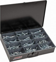 Value Collection - 290 Piece, 1/4 to 1/2" Screw, Steel Anchor Assortment - Zinc Plated, 1-3/4 to 5-1/2" Long - Eagle Tool & Supply