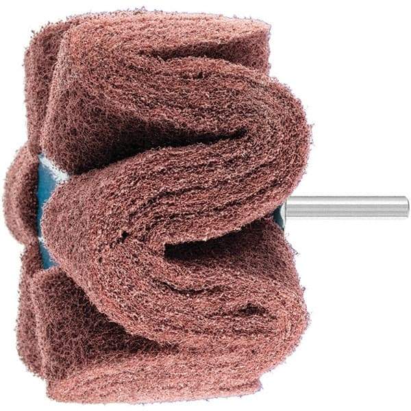 PFERD - 4" Diam x 2" Face Width, Aluminum Oxide Nonwoven Mounted Flap Wheel - 1/4" Shank Mount, 280 Grit, 6,000 Max RPM - Eagle Tool & Supply