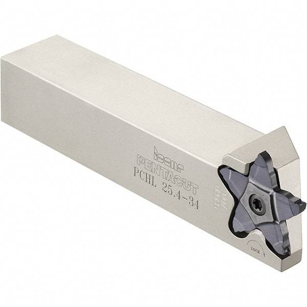 Iscar - External Thread, 0.3937" Max Depth of Cut, 1.5mm Min Groove Width, 5-1/2" OAL, Left Hand Indexable Grooving Cutoff Toolholder - 1" Shank Height x 1" Shank Width, PENTA 34.. Insert Style, PCH Toolholder Style, Series PentaCut - Eagle Tool & Supply