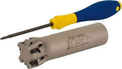 Iscar - 1-1/4" Cut Diam, 0.315" Max Depth of Cut, 1" Shank Diam, 4" OAL, Indexable Square Shoulder Helical End Mill - H490 AN.X 09 Inserts, Weldon Shank, 90° Lead Angle, Through Coolant, Series Helido - Eagle Tool & Supply