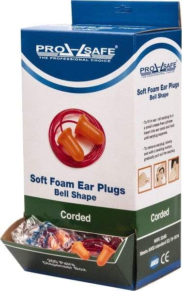 PRO-SAFE - Disposable, Corded, 32 dB Earplugs - Orange - Eagle Tool & Supply