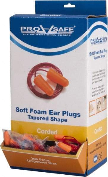 PRO-SAFE - Disposable, Corded, 32 dB Earplugs - Orange - Eagle Tool & Supply