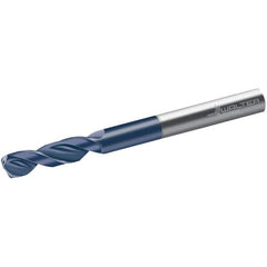 Walter-Titex - 10.2mm 150° Spiral Flute Solid Carbide Screw Machine Drill Bit - Tinal Finish, Right Hand Cut, 55mm Flute Length, 118mm OAL, Form V+A Point, Straight Shank, Through Coolant - Eagle Tool & Supply