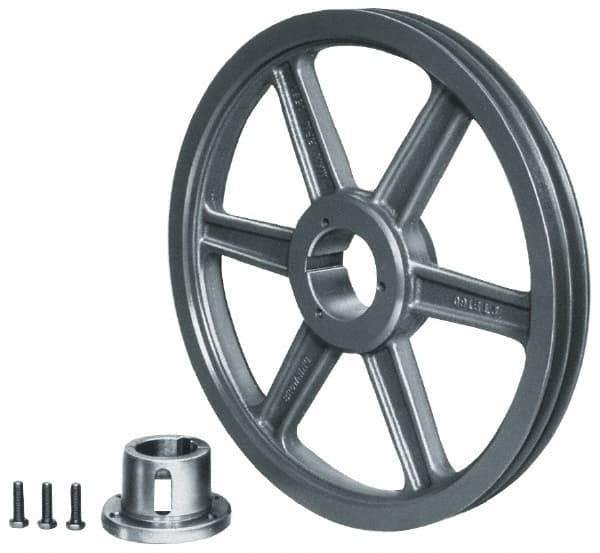 Browning - 3 Groove, 3/4 to 2-11/16 Bore Diam, 9-3/4" Outside Diam, QD Bushed V Belt Sheave - 9.0 A Diam Belt Pitch - Eagle Tool & Supply