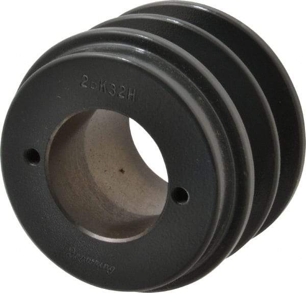 Browning - 2 Groove, 3/8 to 1-1/2 Bore Diam, 3.35" Outside Diam, QD Bushed V Belt Sheave - 2.6 A Diam Belt Pitch - Eagle Tool & Supply