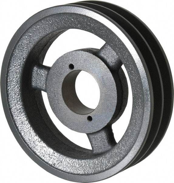 Browning - 2 Groove, 3/8 to 1-1/2 Bore Diam, 6.45" Outside Diam, QD Bushed V Belt Sheave - 5.7 A Diam Belt Pitch - Eagle Tool & Supply