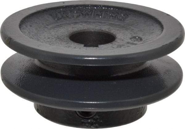 Browning - 5/8" Bore, 15/16 Long, 2-1/2" Outside Diam, Finished Bore Single Groove V Belt Sheave - 21/32" Wide, 1.96" Pitch Diam of 3L Belt, 2.3" Pitch Diam of 4L Belt - Eagle Tool & Supply