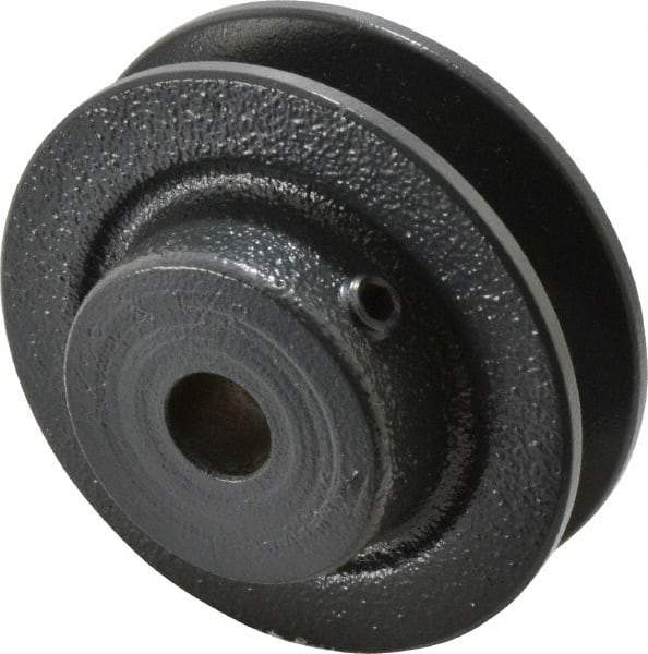 Browning - 1/2" Bore, 15/16 Long, 2.8" Outside Diam, Finished Bore Single Groove V Belt Sheave - 21/32" Wide, 2.26" Pitch Diam of 3L Belt, 2.6" Pitch Diam of 4L Belt - Eagle Tool & Supply