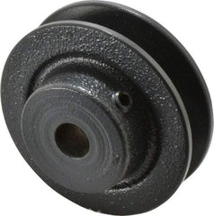 Browning - 1/2" Bore, 15/16 Long, 2.8" Outside Diam, Finished Bore Single Groove V Belt Sheave - 21/32" Wide, 2.26" Pitch Diam of 3L Belt, 2.6" Pitch Diam of 4L Belt - Eagle Tool & Supply