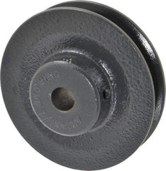 Browning - 1/2" Bore, 15/16 Long, 3.45" Outside Diam, Finished Bore Single Groove V Belt Sheave - 21/32" Wide, 2.86" Pitch Diam of 3L Belt, 3.2" Pitch Diam of 4L Belt - Eagle Tool & Supply