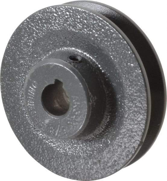 Browning - 5/8" Bore, 15/16 Long, 3.45" Outside Diam, Finished Bore Single Groove V Belt Sheave - 21/32" Wide, 2.86" Pitch Diam of 3L Belt, 3.2" Pitch Diam of 4L Belt - Eagle Tool & Supply