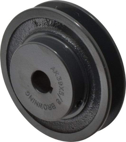 Browning - 5/8" Bore, 1-5/32 Long, 3-3/4" Outside Diam, Finished Bore Single Groove V Belt Sheave - 3/4" Wide, 3.16" Pitch Diam of 3L Belt, 3-1/2" Pitch Diam of 4L Belt - Eagle Tool & Supply