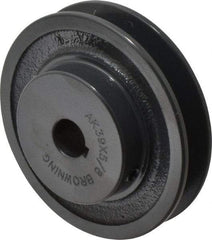 Browning - 5/8" Bore, 1-5/32 Long, 3-3/4" Outside Diam, Finished Bore Single Groove V Belt Sheave - 3/4" Wide, 3.16" Pitch Diam of 3L Belt, 3-1/2" Pitch Diam of 4L Belt - Eagle Tool & Supply