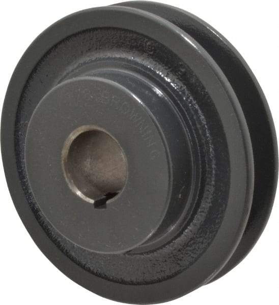 Browning - 7/8" Bore, 1-5/32 Long, 3-3/4" Outside Diam, Finished Bore Single Groove V Belt Sheave - 3/4" Wide, 3.16" Pitch Diam of 3L Belt, 3-1/2" Pitch Diam of 4L Belt - Eagle Tool & Supply