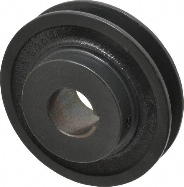 Browning - 1" Bore, 1-5/32 Long, 3-3/4" Outside Diam, Finished Bore Single Groove V Belt Sheave - 3/4" Wide, 3.16" Pitch Diam of 3L Belt, 3-1/2" Pitch Diam of 4L Belt - Eagle Tool & Supply
