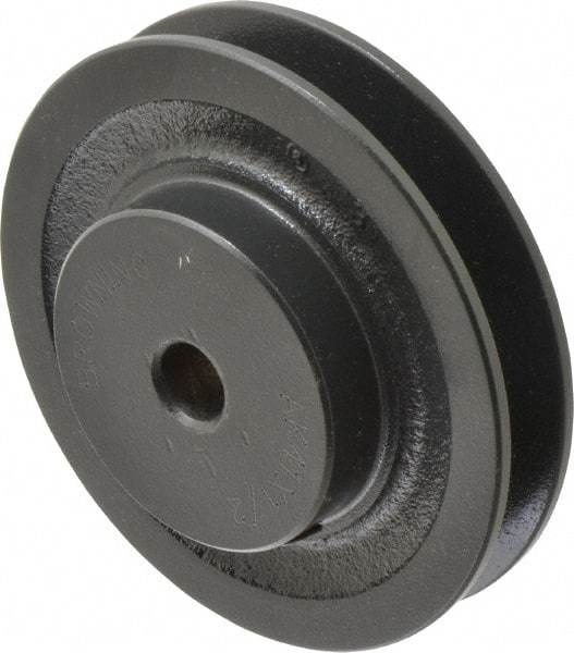 Browning - 1/2" Bore, 1-5/32 Long, 3.95" Outside Diam, Finished Bore Single Groove V Belt Sheave - 3/4" Wide, 3.36" Pitch Diam of 3L Belt, 3.7" Pitch Diam of 4L Belt - Eagle Tool & Supply
