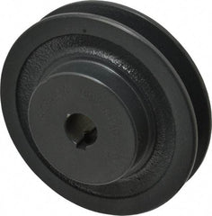Browning - 5/8" Bore, 1-5/32 Long, 3.95" Outside Diam, Finished Bore Single Groove V Belt Sheave - 3/4" Wide, 3.36" Pitch Diam of 3L Belt, 3.7" Pitch Diam of 4L Belt - Eagle Tool & Supply
