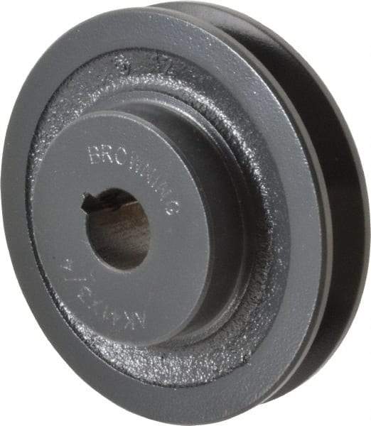 Browning - 3/4" Bore, 1-5/32 Long, 3.95" Outside Diam, Finished Bore Single Groove V Belt Sheave - 3/4" Wide, 3.36" Pitch Diam of 3L Belt, 3.7" Pitch Diam of 4L Belt - Eagle Tool & Supply