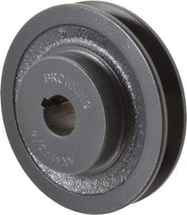 Browning - 3/4" Bore, 1-5/32 Long, 3.95" Outside Diam, Finished Bore Single Groove V Belt Sheave - 3/4" Wide, 3.36" Pitch Diam of 3L Belt, 3.7" Pitch Diam of 4L Belt - Eagle Tool & Supply
