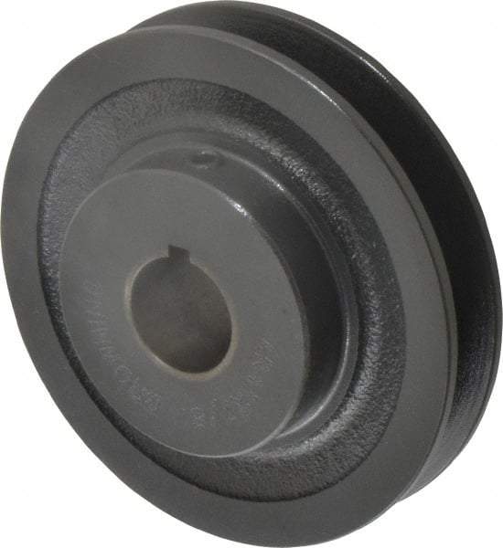 Browning - 7/8" Bore, 1-5/32 Long, 3.95" Outside Diam, Finished Bore Single Groove V Belt Sheave - 3/4" Wide, 3.36" Pitch Diam of 3L Belt, 3.7" Pitch Diam of 4L Belt - Eagle Tool & Supply