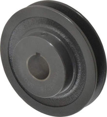 Browning - 7/8" Bore, 1-5/32 Long, 3.95" Outside Diam, Finished Bore Single Groove V Belt Sheave - 3/4" Wide, 3.36" Pitch Diam of 3L Belt, 3.7" Pitch Diam of 4L Belt - Eagle Tool & Supply