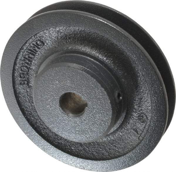 Browning - 5/8" Bore, 1-5/32 Long, 4.45" Outside Diam, Finished Bore Single Groove V Belt Sheave - 3/4" Wide, 3.86" Pitch Diam of 3L Belt, 4.2" Pitch Diam of 4L Belt - Eagle Tool & Supply