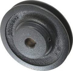 Browning - 5/8" Bore, 1-5/32 Long, 4.45" Outside Diam, Finished Bore Single Groove V Belt Sheave - 3/4" Wide, 3.86" Pitch Diam of 3L Belt, 4.2" Pitch Diam of 4L Belt - Eagle Tool & Supply