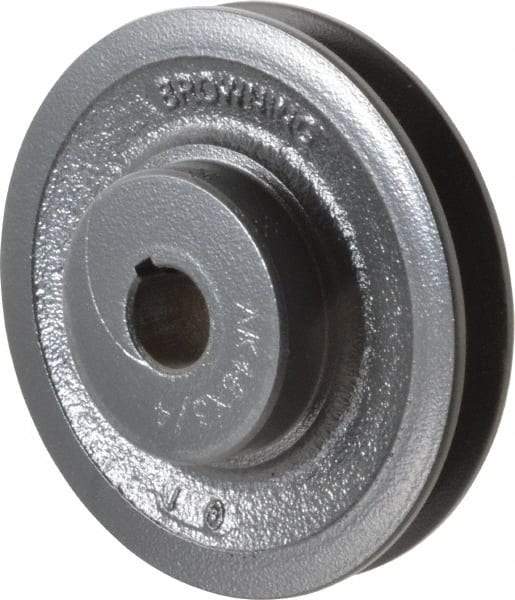 Browning - 3/4" Bore, 1-5/32 Long, 4.45" Outside Diam, Finished Bore Single Groove V Belt Sheave - 3/4" Wide, 3.86" Pitch Diam of 3L Belt, 4.2" Pitch Diam of 4L Belt - Eagle Tool & Supply